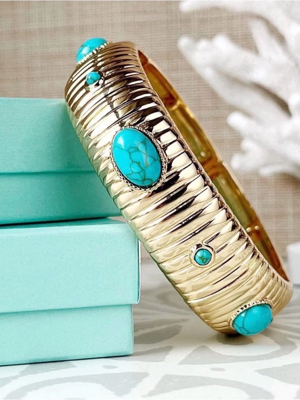 Park Lane Rae Stretch Bracelet with Turquoise Cabochons